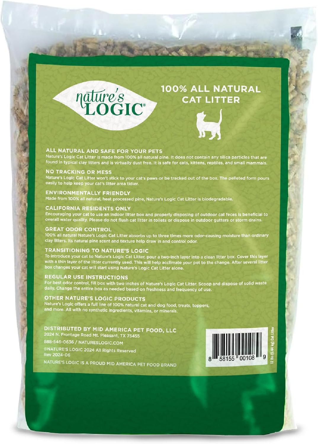 Nature's Logic Pine Pellet Cat Litter, 100% Natural, Unscented, 12 lb - view 2