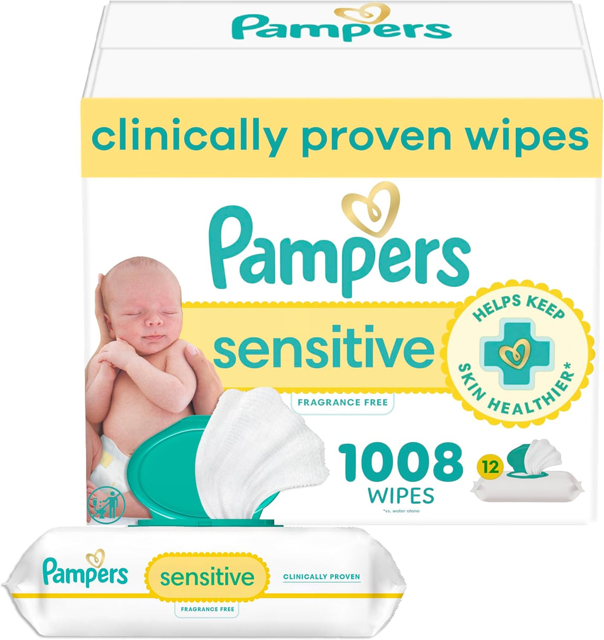 Pampers Sensitive Baby Wipes, Unscented, 1008 Wipes — product view