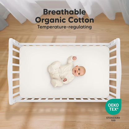 KeaBabies Cot Sheets, Fitted, Pack of 2, 52 x 28 Inch, Soft White - view 3