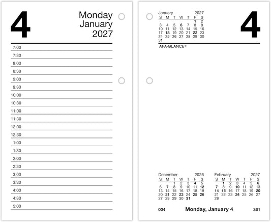 AT-A-GLANCE 2027 Daily Desk Calendar Refill for E1700 Base, 3.5 x 6 Inches