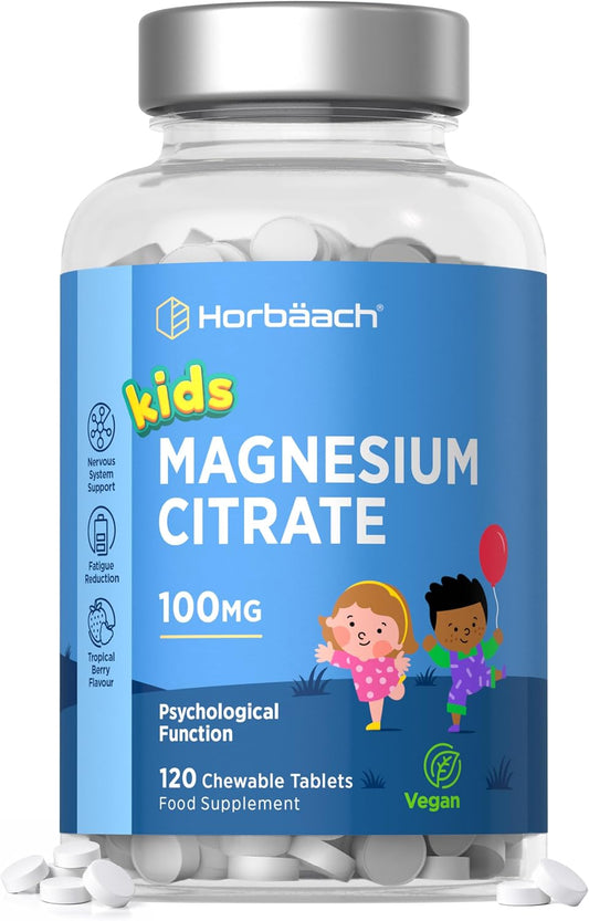 Horbaach Kids Magnesium Chewable Tablets 100mg - 120 Count