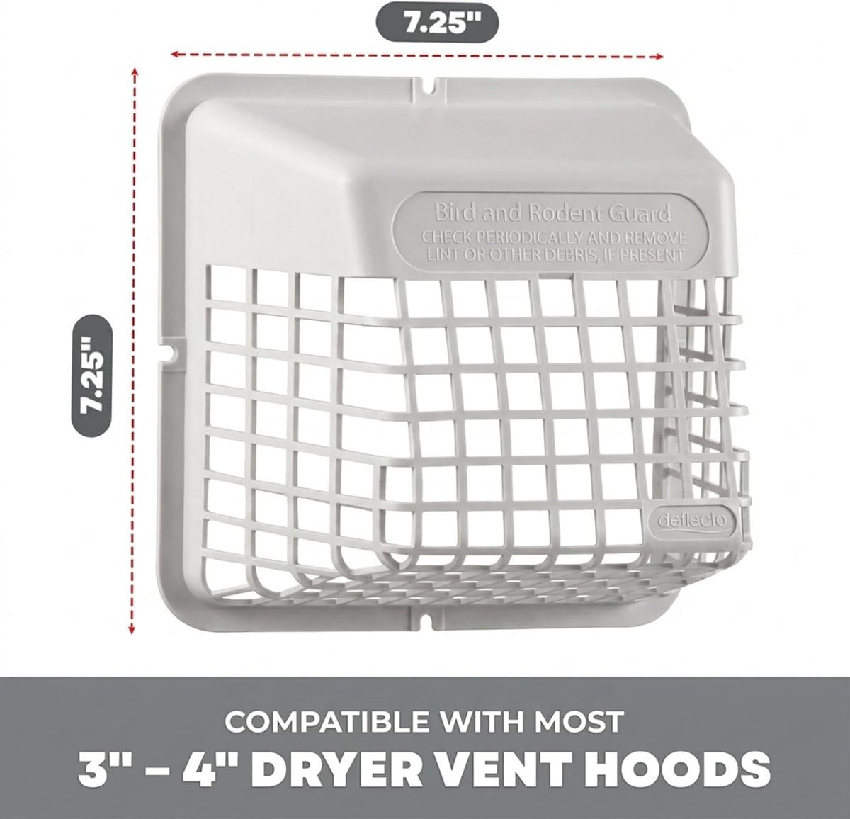Deflecto Bird Guard Outdoor Vent Cover for 3-4 Inch Vent Hoods, White - view 2
