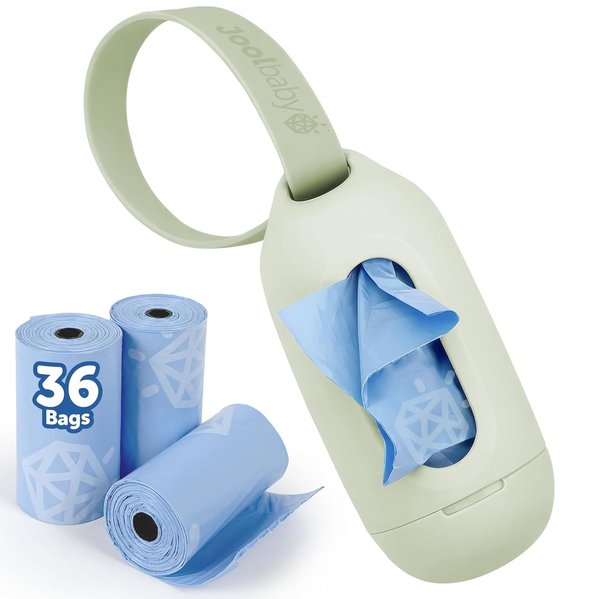 Jool Baby Nappy Bag Dispenser (Sage) with 3 Lavender-Scented Refill Rolls