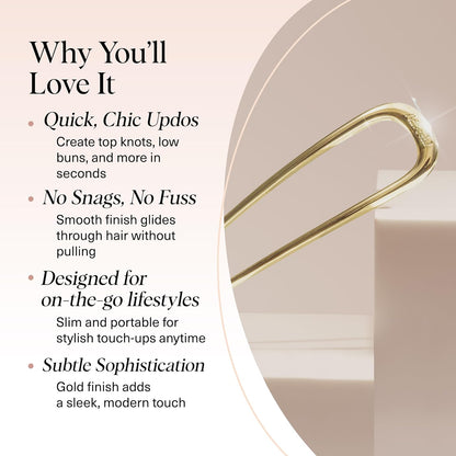 Kitsch French Hair Pin, Gold - 1 Piece - view 3