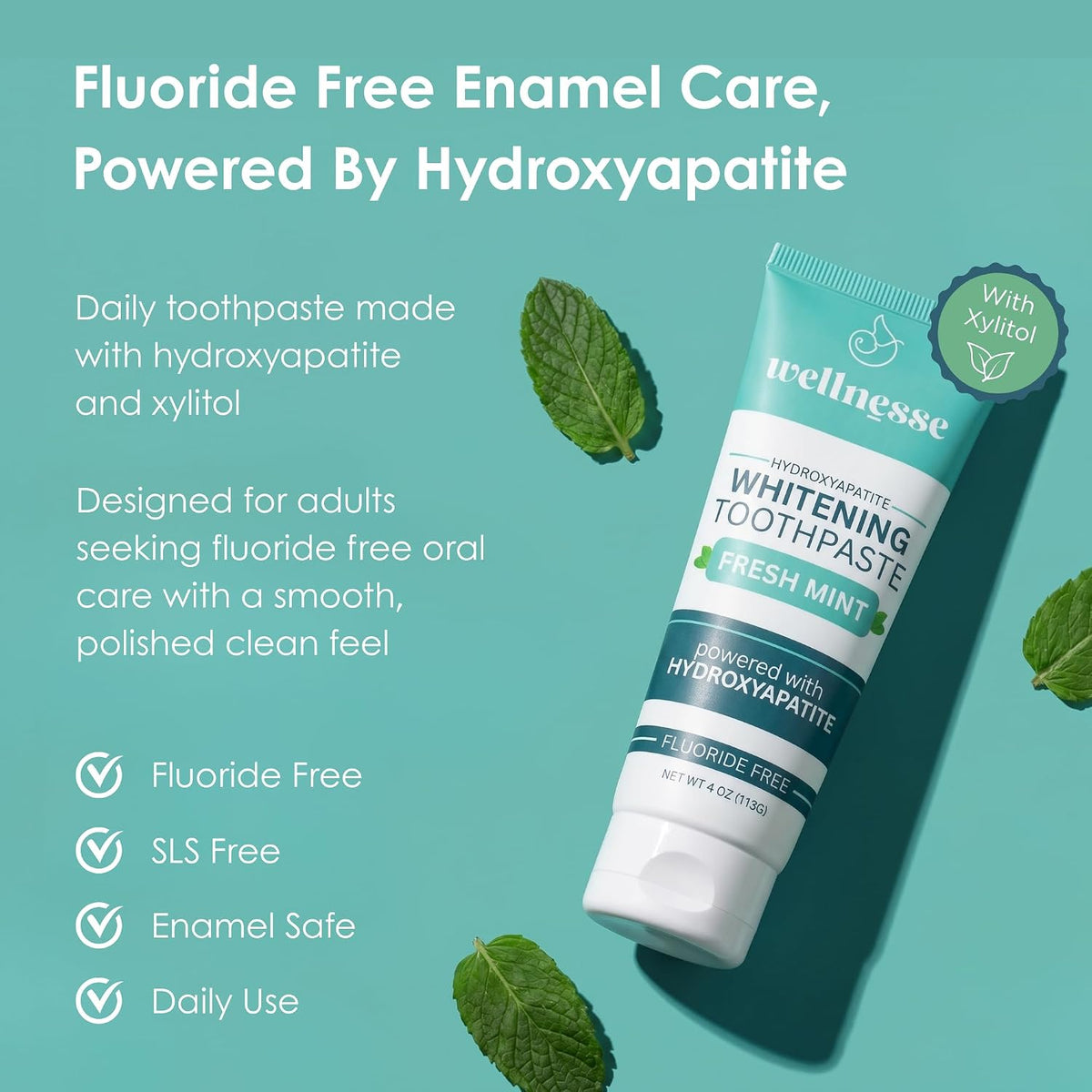 Wellnesse Travel Size Whitening Toothpaste, Fresh Mint 1.75 oz (50 g) - view 2