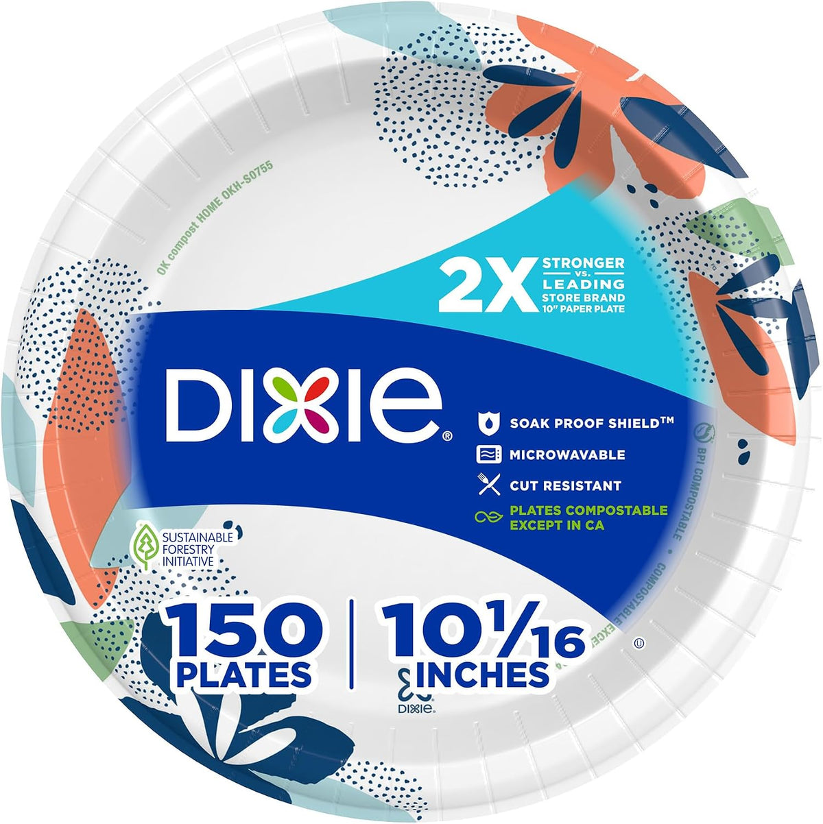 Dixie Large Paper Plates 10 Inch, 150 Count