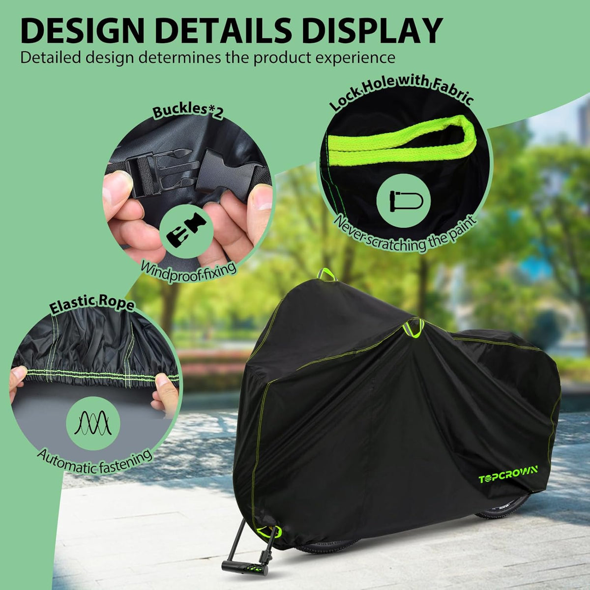 Topcrown Waterproof Bike Cover, XL for 1 Bike, with Storage Bag - view 5