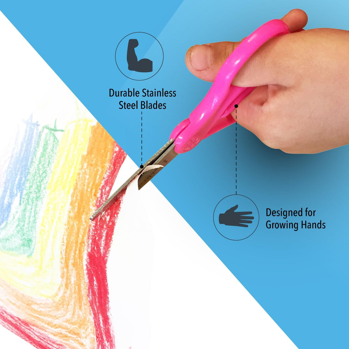 Westcott 5 Inch Hard Handle Kids Scissors, Blunt, Assorted Colours, 2 Pack - view 3