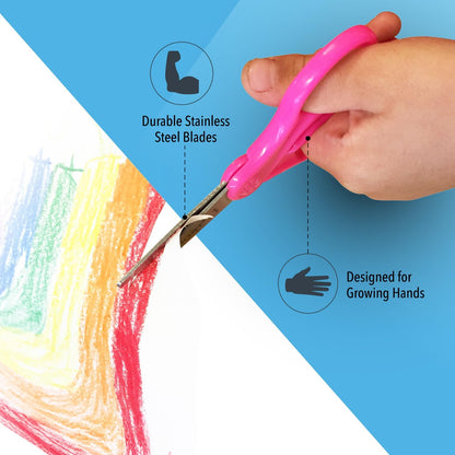 Westcott 5 Inch Hard Handle Kids Scissors, Blunt, Assorted Colours, 2 Pack - view 3