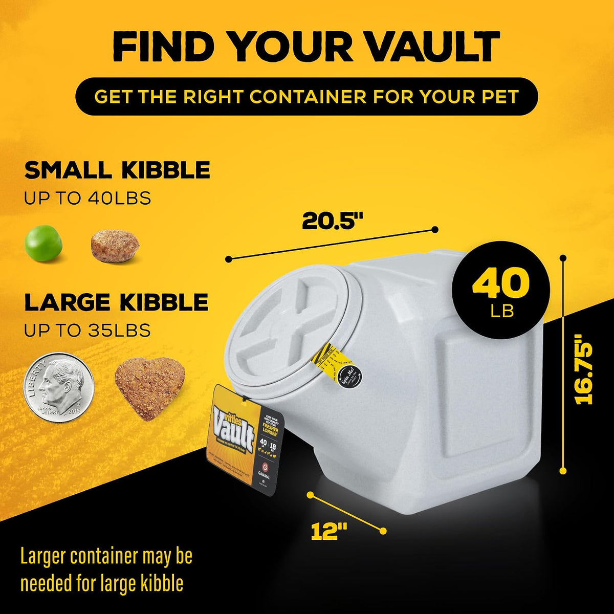 Gamma2 Vittles Vault Airtight Stackable Pet Food Container with Scoop, 40 lb - view 6
