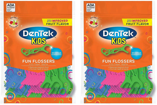 DenTek Kids Fun Flossers Wild Fruit, 75 Count, Pack of 2