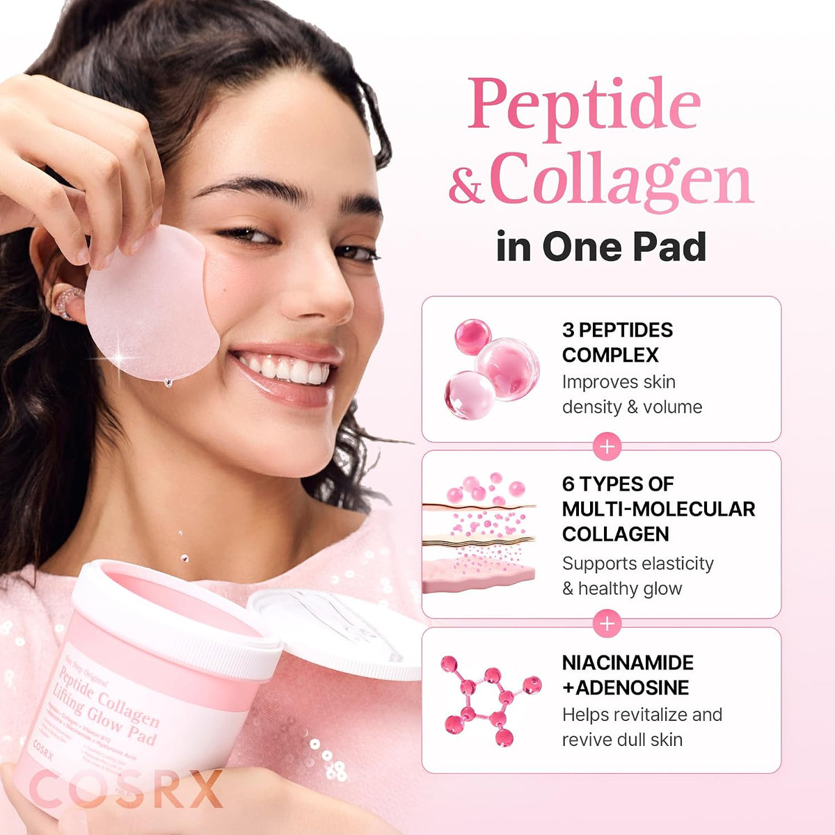 COSRX One Step Original Peptide Collagen Lifting Glow Pad, 100 Pads - view 3