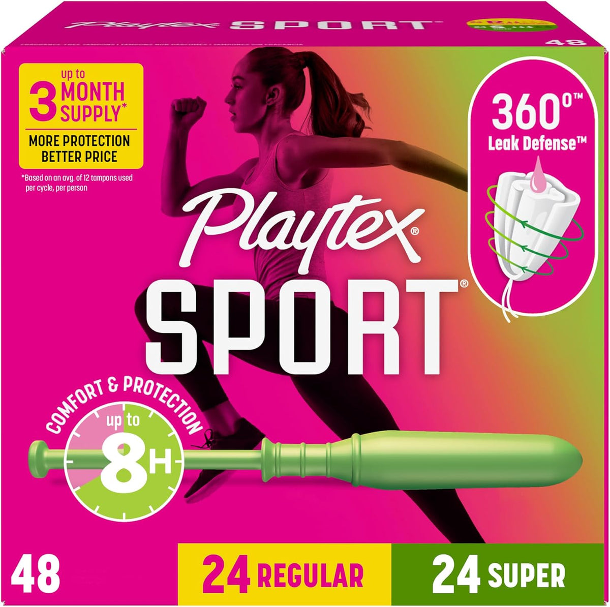 Playtex Sport Tampons, Regular/Super Multipack, Fragrance Free, 48 Count — product view