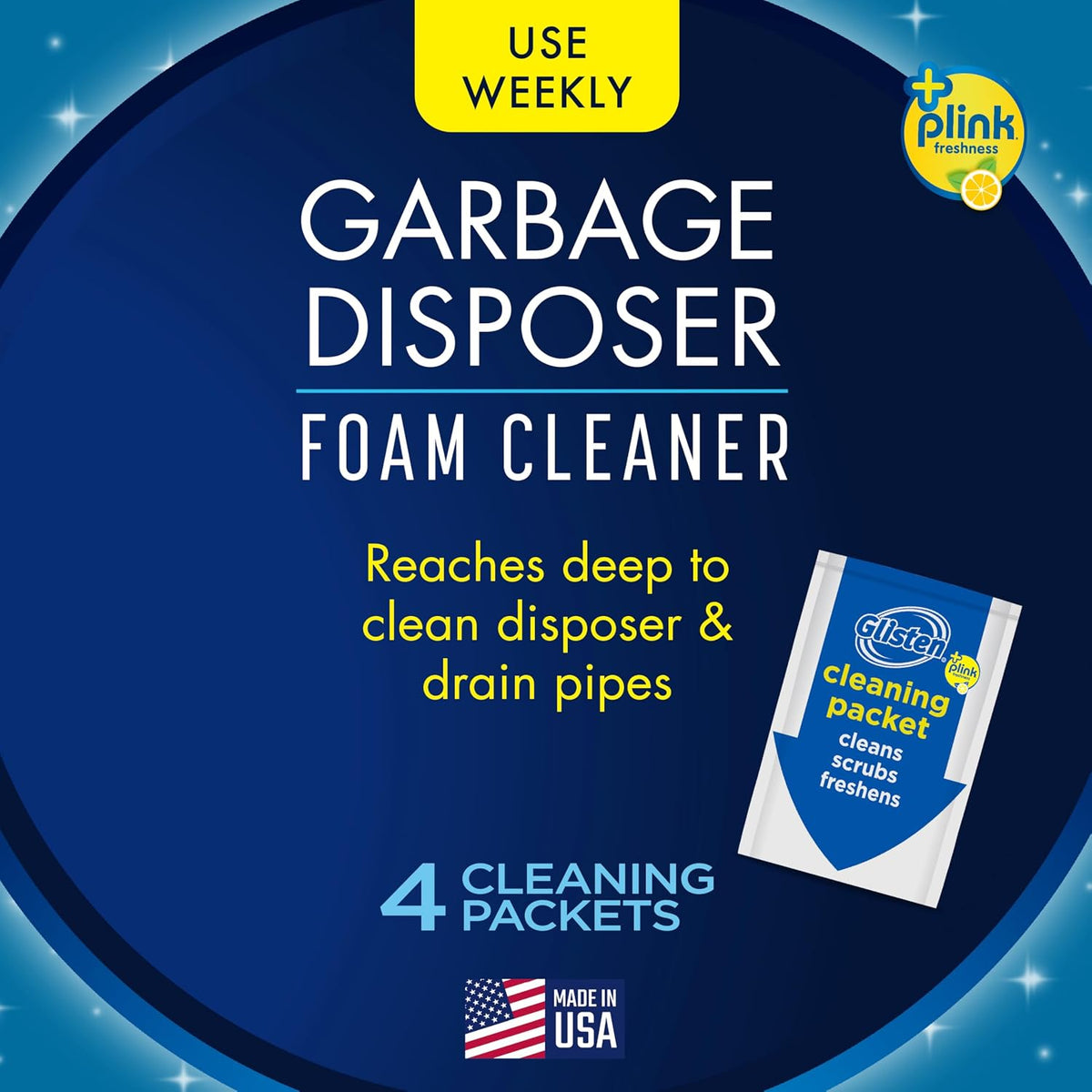 Glisten Garbage Disposer Cleaner, Lemon Scent, 4 Packets - view 2