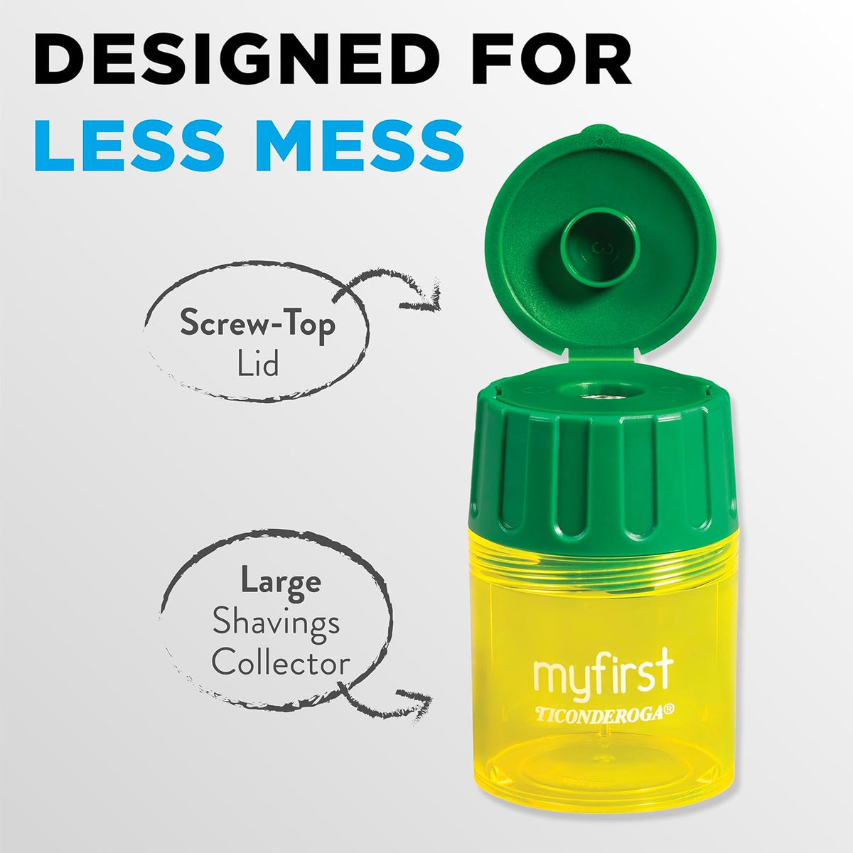 Ticonderoga My First Large Barrel Pencil Sharpener, Yellow and Green - view 5