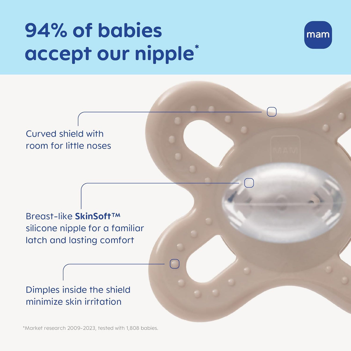 MAM Original Start Newborn Dummies 0-3 Months, Skin Soft Silicone, Pack of 2 — alternate product view