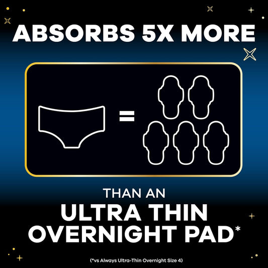 Always Zzzs Overnight Disposable Period Underwear Size S/M Black, 14 Count - view 2