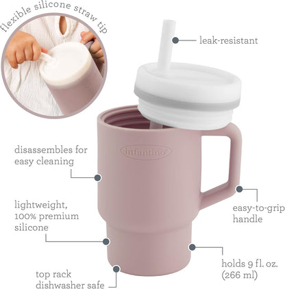 Infantino My 1st Tumbler Silicone Cup with Straw and Handle, 9 fl oz, Pirouette - view 5
