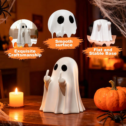 Chgfs Halloween Ghost Figurine, White Ceramic Finger Ghost Ornament - view 3