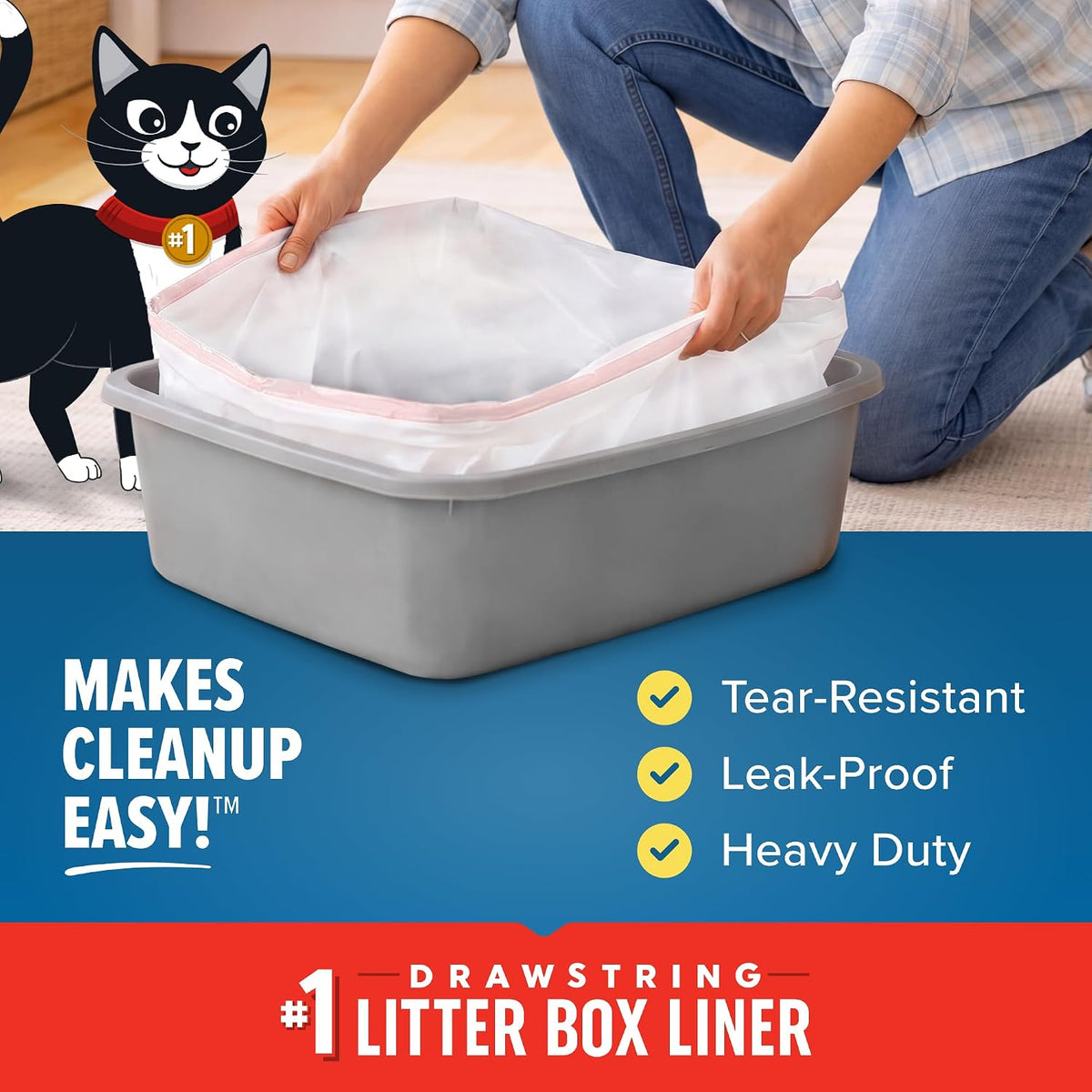 Jonny Cat Jumbo Litter Box Liners, Heavy Duty, 5 Count - view 3