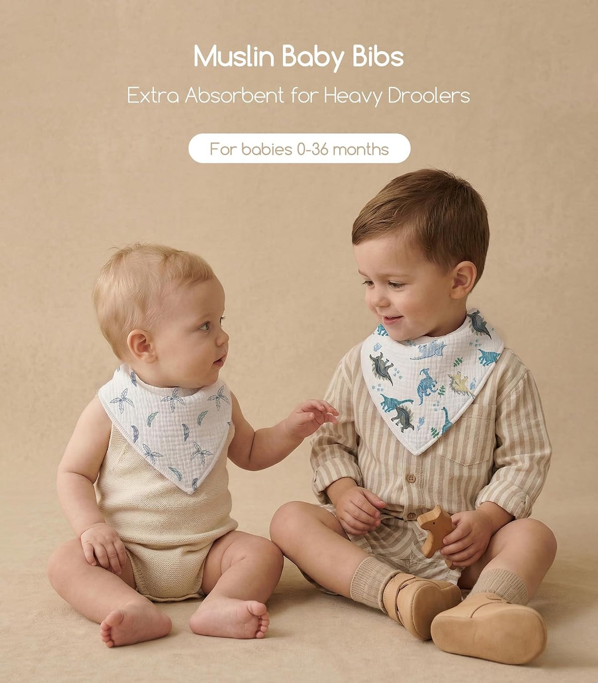 Civarua Kids Muslin Baby Bandana Drool Bibs, Pack of 8 - view 3