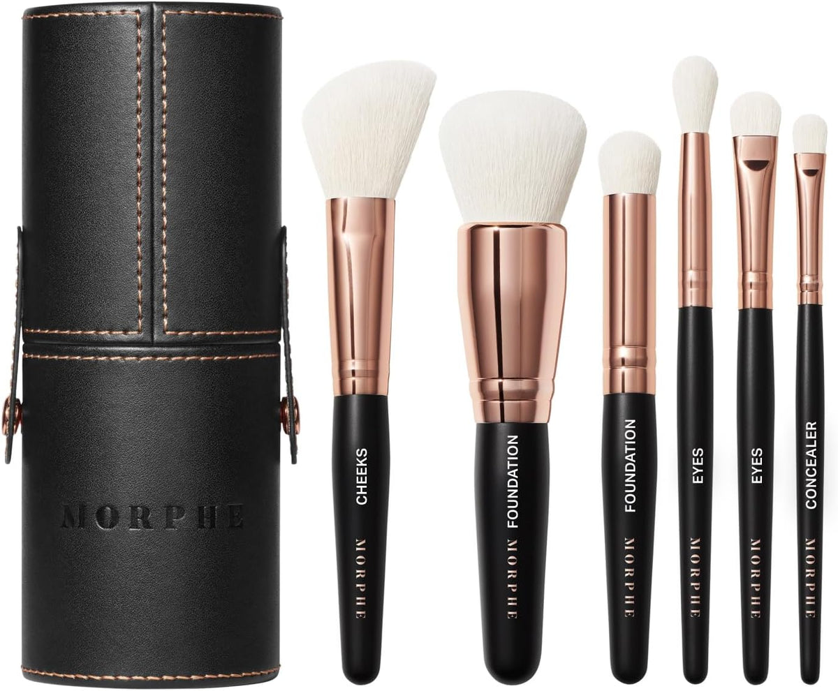 Morphe Rose Away Makeup Brush Set, 6 Piece with Travel Tubby — product view