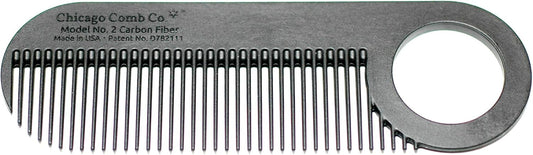 Chicago Comb Model 2 Carbon Fibre Fine-Tooth Pocket Comb, 10 cm