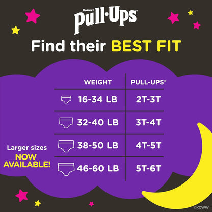 Pull-Ups Girls' Night-Time Potty Training Pants, Size 4T-5T, 52 Count - view 2