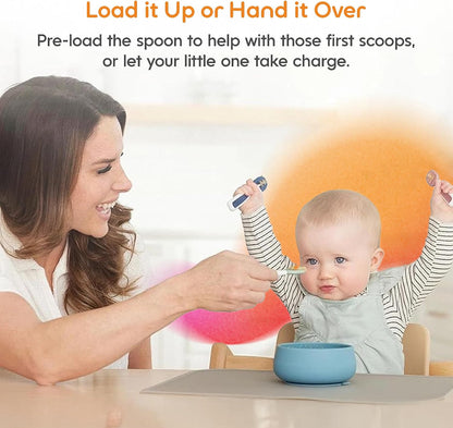NumNum Baby Spoons for Self-Feeding, 6+ Months, 2-Pack Blue/Orange - view 4