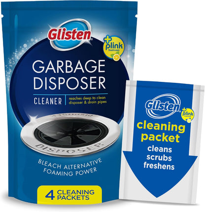Glisten Garbage Disposer Cleaner, Lemon Scent, 4 Packets