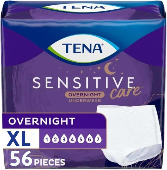 TENA Sensitive Care Overnight Incontinence Underwear for Women, XL, 56 Count