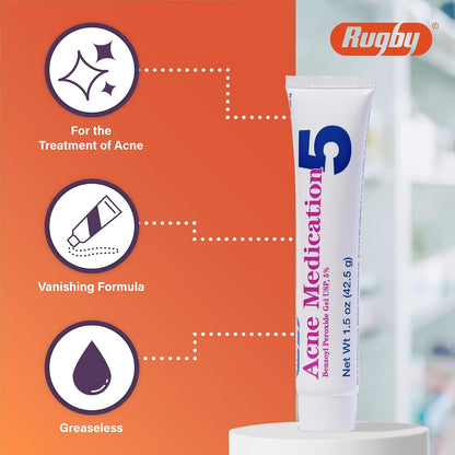 Rugby Acne Gel 5% Benzoyl Peroxide 42.5 g