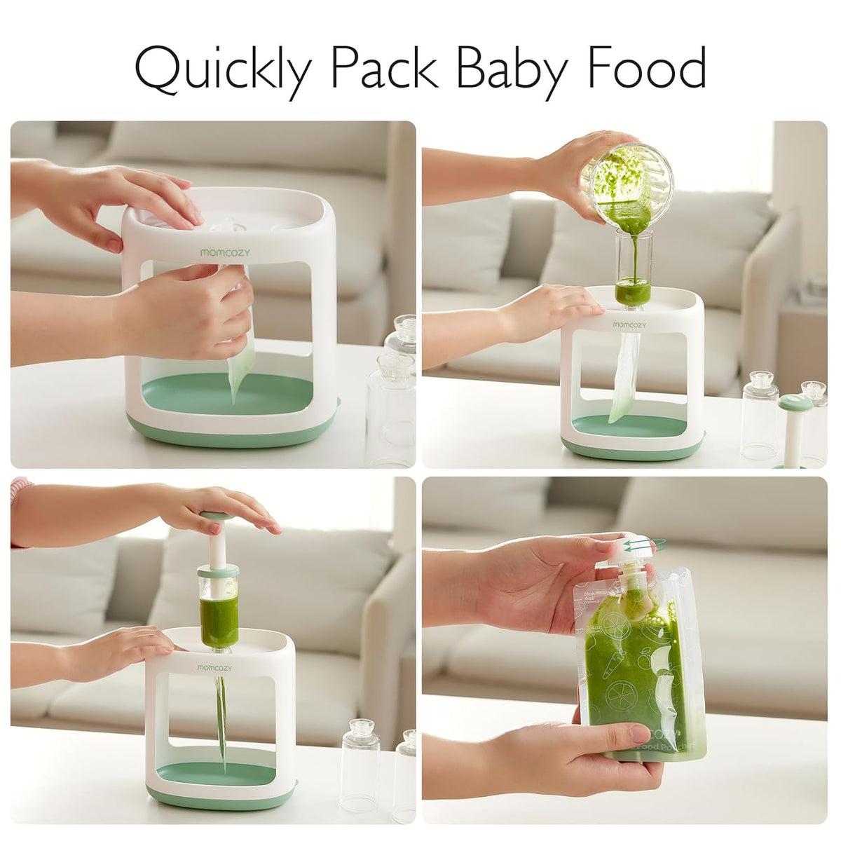 Momcozy Squeeze Station Baby Food Pouch Filler, 5 Reusable Pouches - view 3