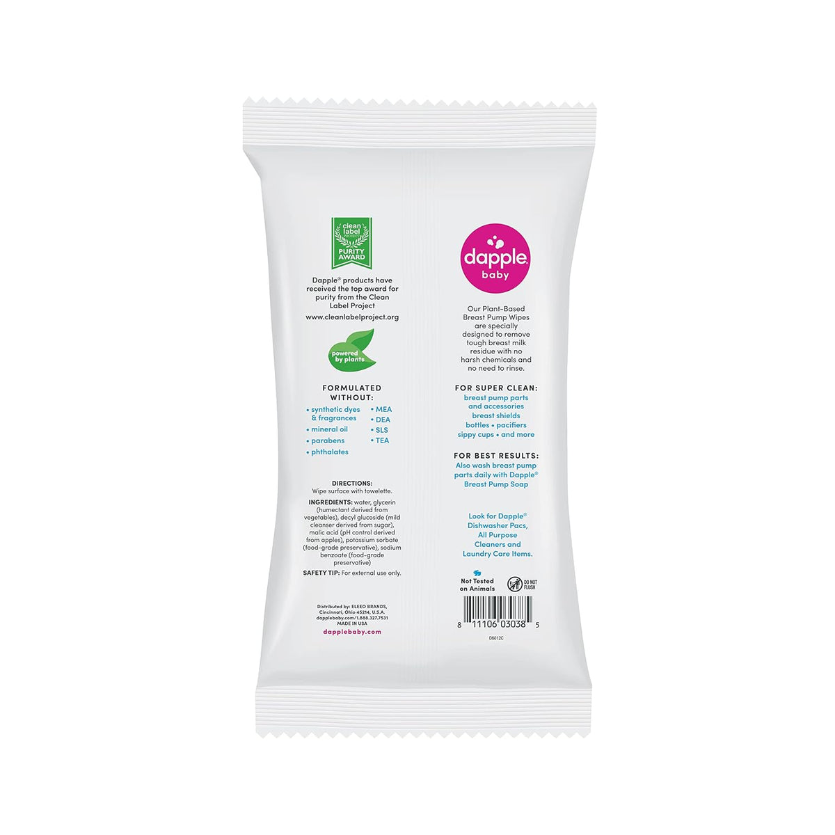 Dapple Baby Breast Pump Wipes, 25 Count, Pack of 2 - view 2