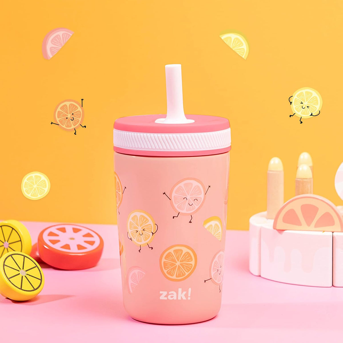 Zak Designs Happy Fruit Kelso 12 oz Stainless Steel Toddler Cup - view 2