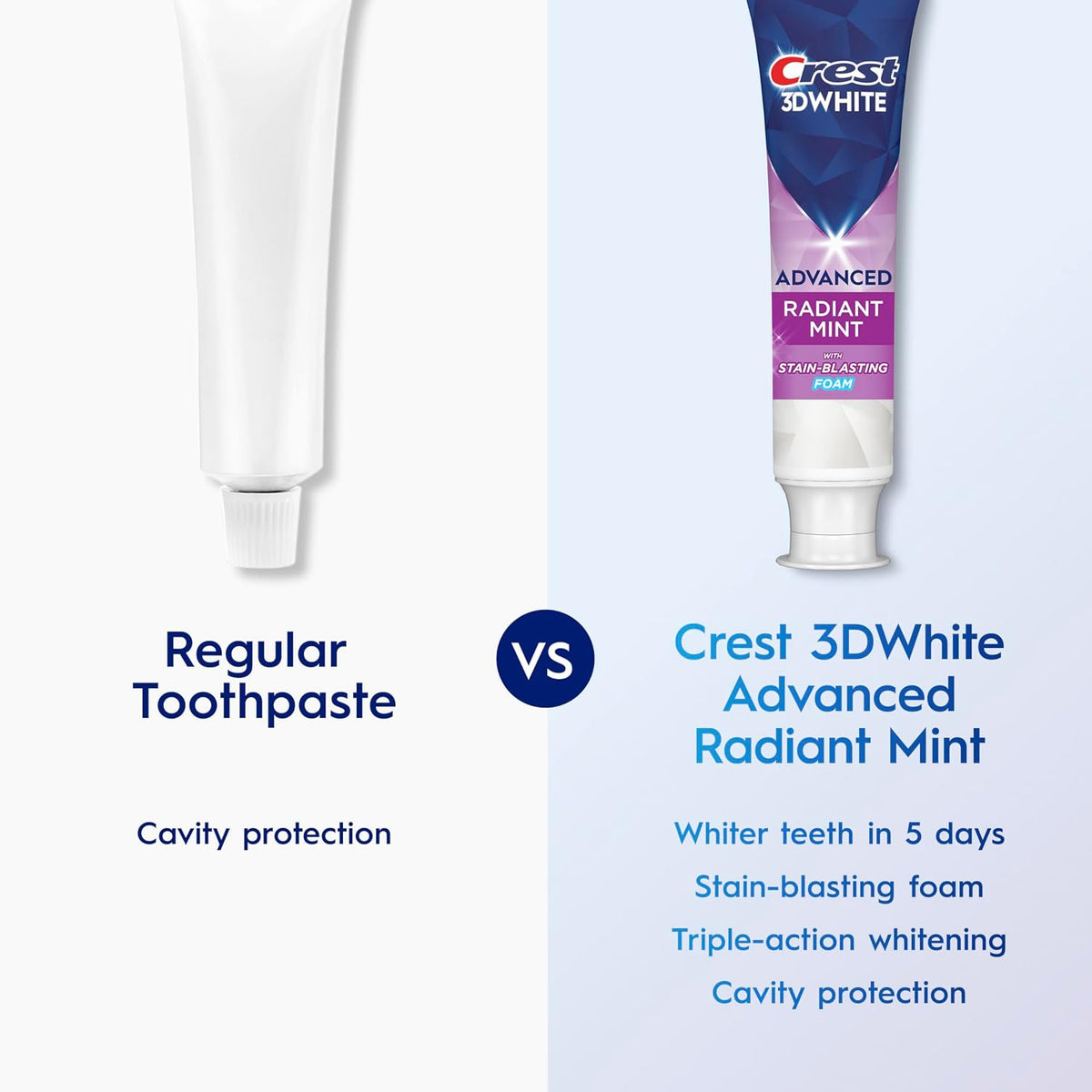 Crest 3D White Advanced Whitening Toothpaste, Radiant Mint, 3.3 oz, Pack of 2 - view 4