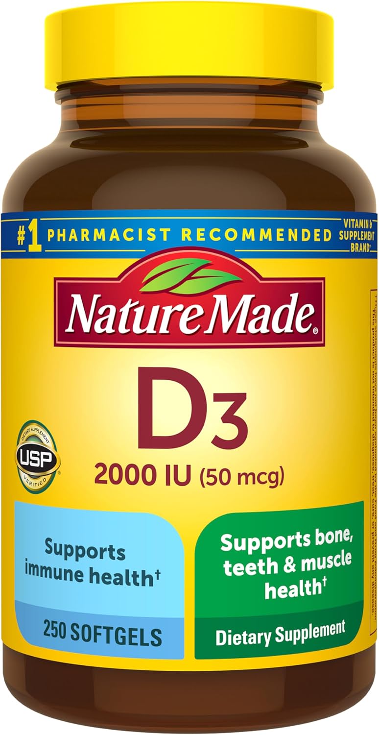 Nature Made Vitamin D3 2000 IU (50 mcg), 250 Softgels — product view