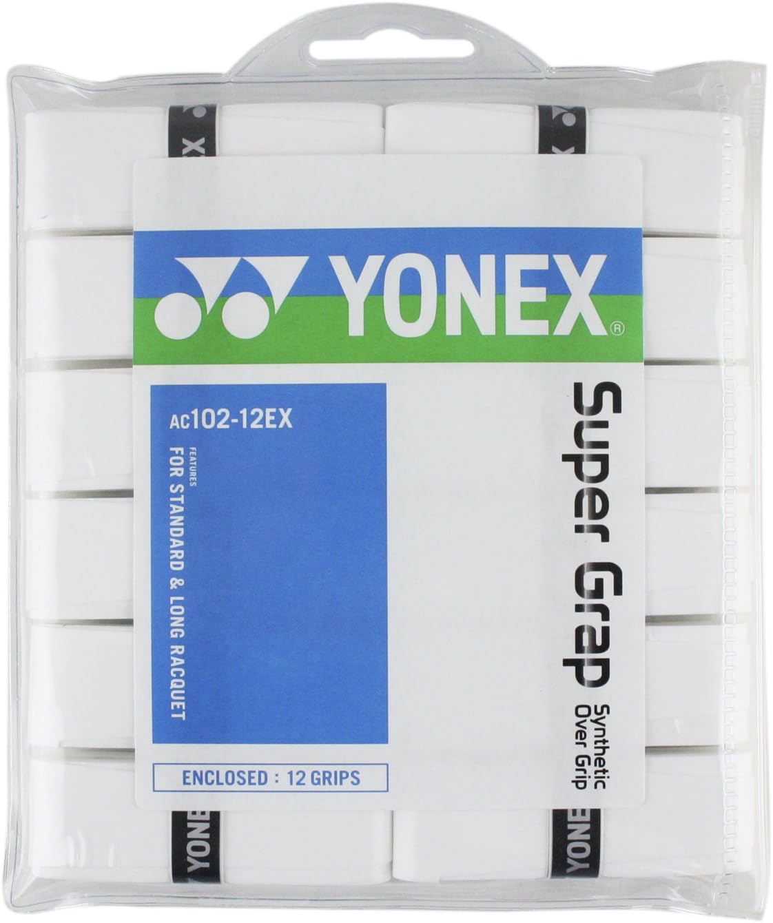 Yonex Super Grap Tennis Overgrip, Pack of 12, White