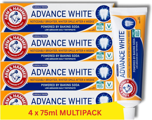 Arm & Hammer Advance White Toothpaste, Whiter Smile, 4 x 75 ml