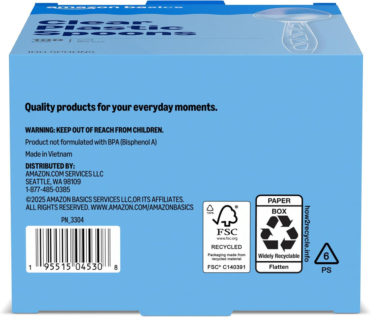 Disposable Clear Plastic Spoons, Large Pack of 100 - view 5