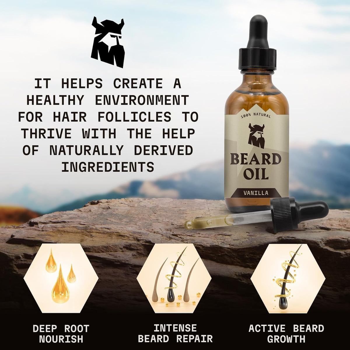 Striking Viking Beard Oil for Men, Vanilla, 2 fl oz (60 ml) - view 4