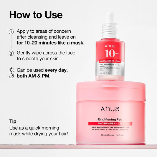 Anua Niacinamide Dark Spot Prep and Boost Duo, Toner Pads and Serum - view 5