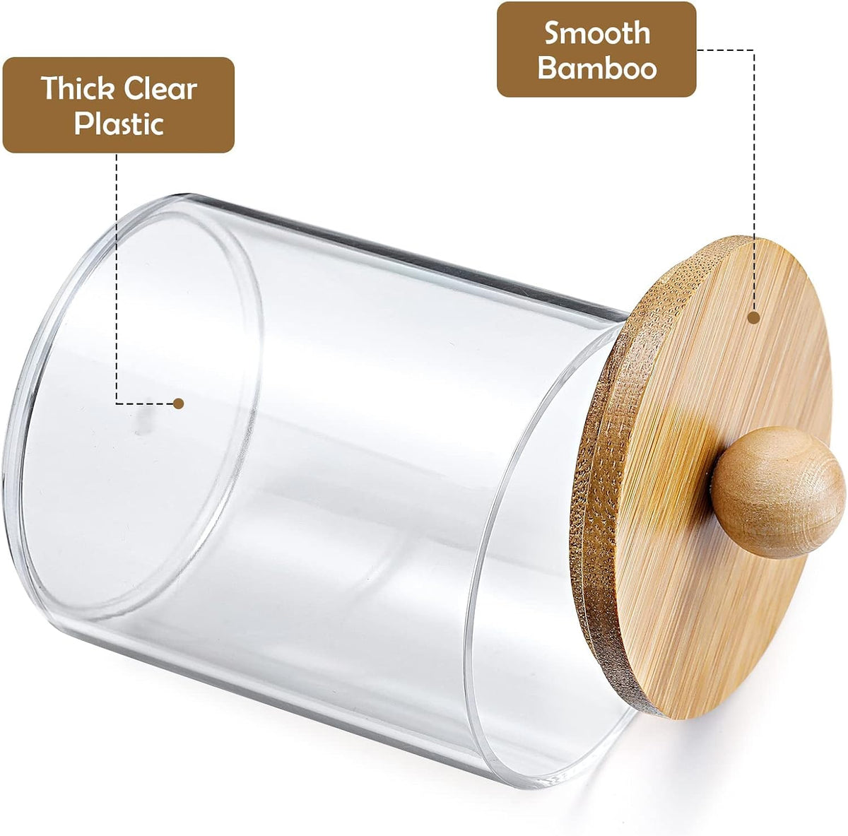 VITEVER Cotton Bud Holder Jars with Bamboo Lids, 4 Pack, 10 oz - view 5
