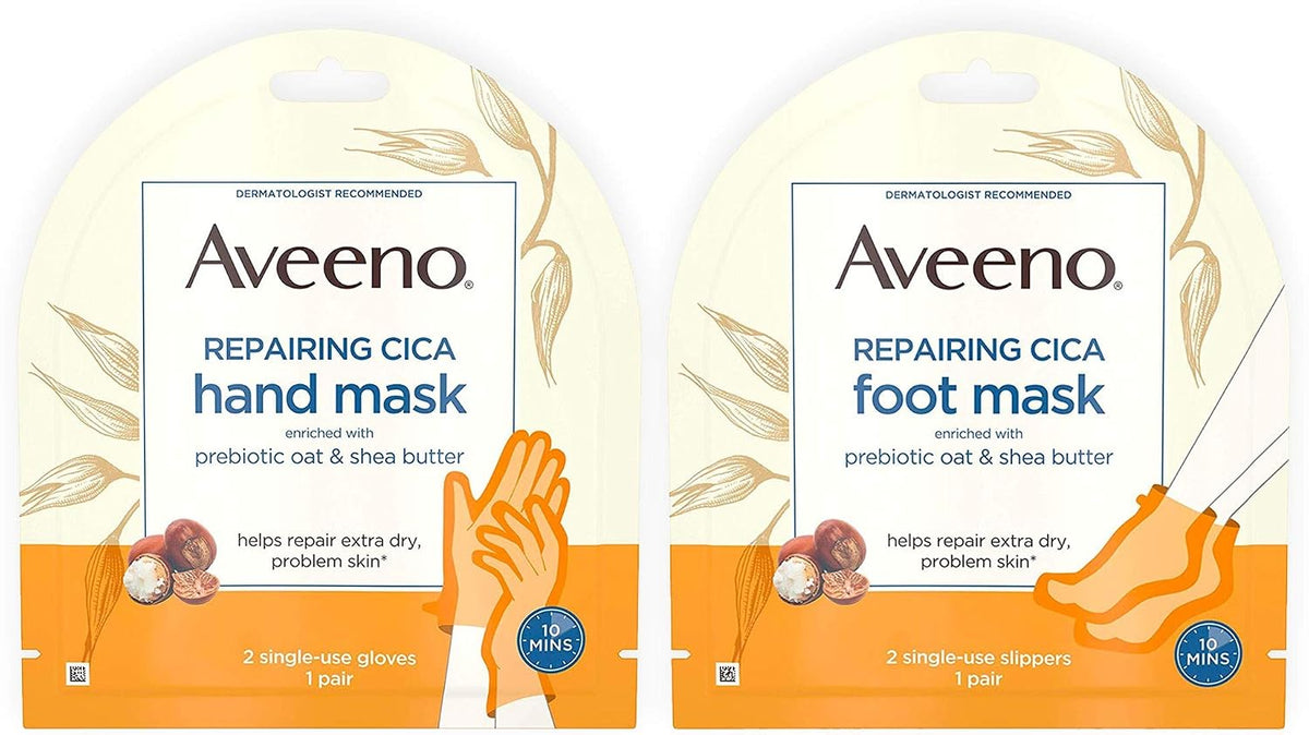 Aveeno Repairing CICA Foot Mask & Hand Mask with Prebiotic Oat & Shea Butter — product view