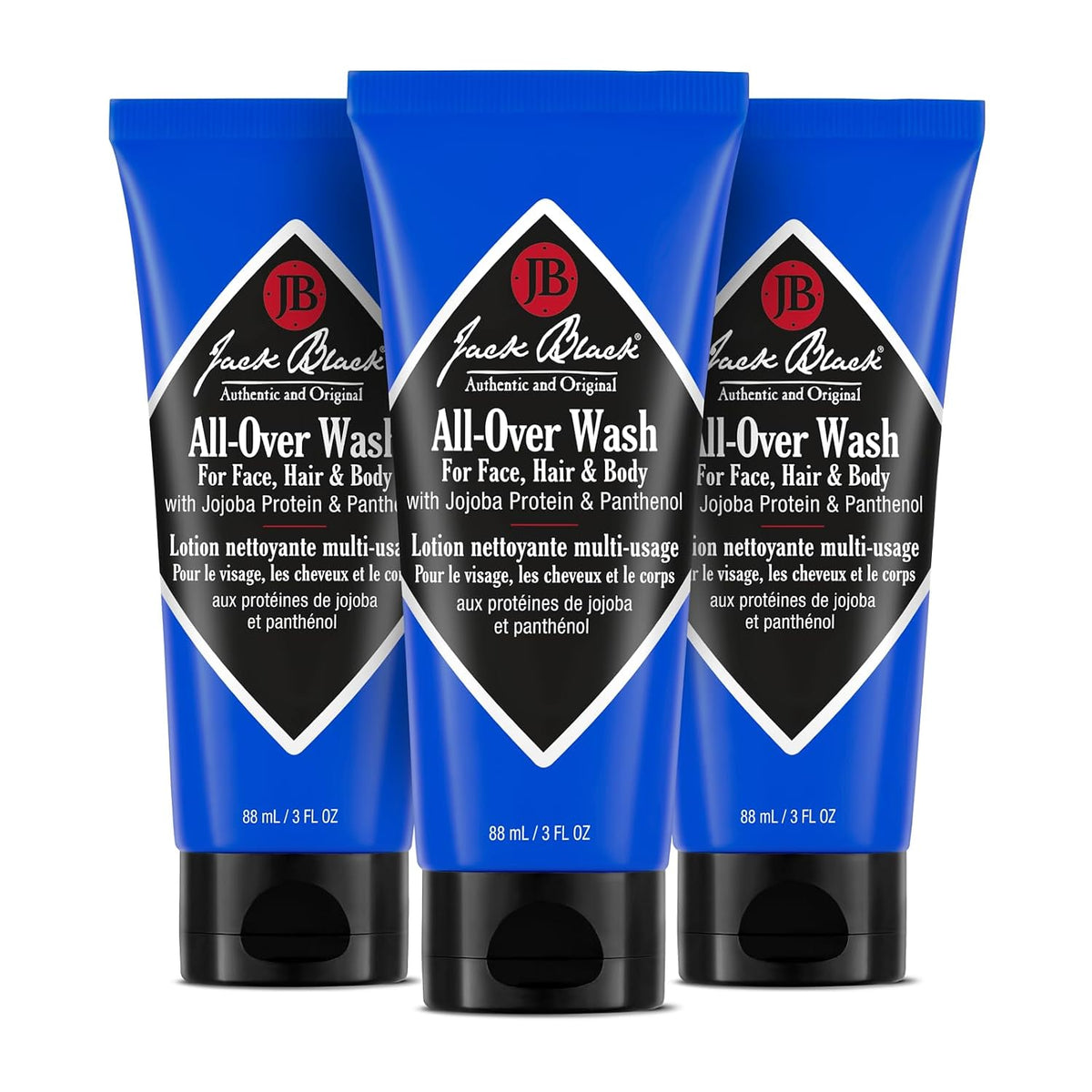 Jack Black All Over Wash Face, Body & Hair Cleanser, 3 x 90 ml — product view