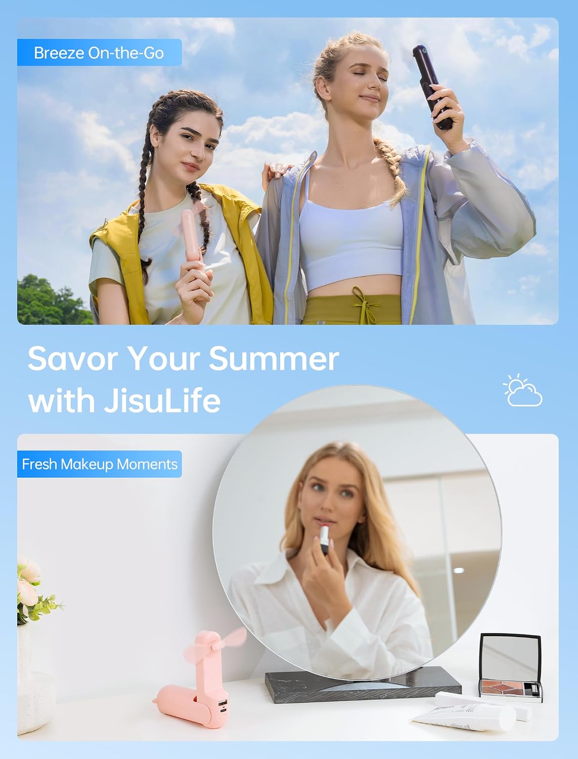 JISULIFE 3 in 1 Portable Fan with Power Bank and Flashlight - view 6