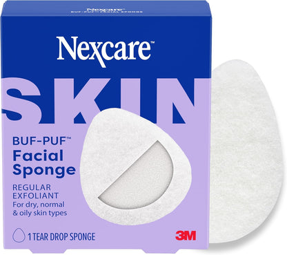 Buf-Puf Regular Facial Sponge, Reusable Exfoliating, White, 1 Count