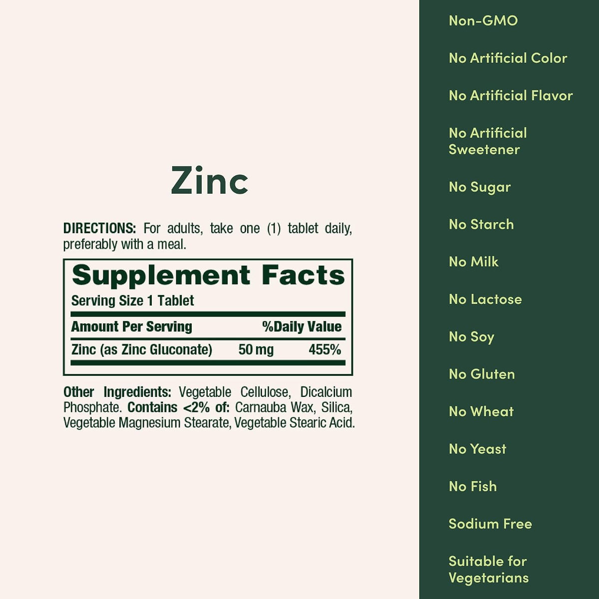 Nature's Bounty Zinc 50 mg Caplets, 250 Count - view 5