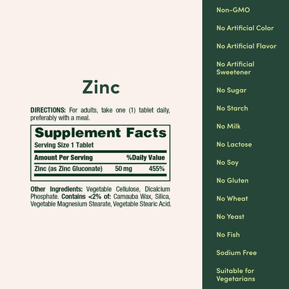 Nature's Bounty Zinc 50 mg Caplets, 250 Count - view 5