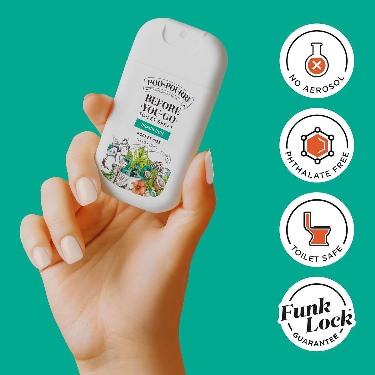 Poo-Pourri Before-You-Go Pocket Toilet Spray, Beach Bum, 1 fl oz (30 ml) - view 5